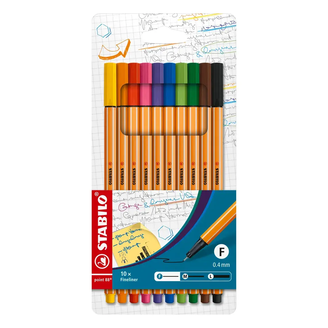 Stabilo Point 88 Handwriting Pen Assorted  Pack 10s