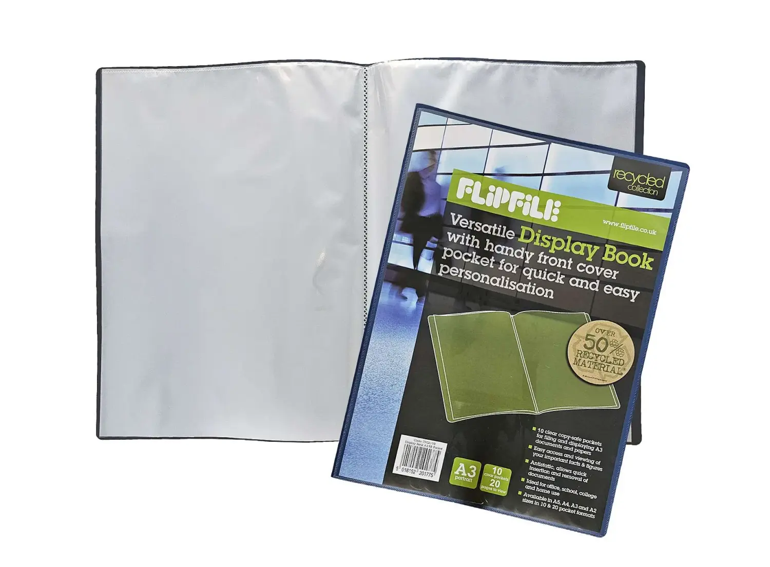 Recycled Flipfile Display Books Blue A3 10 Pockets