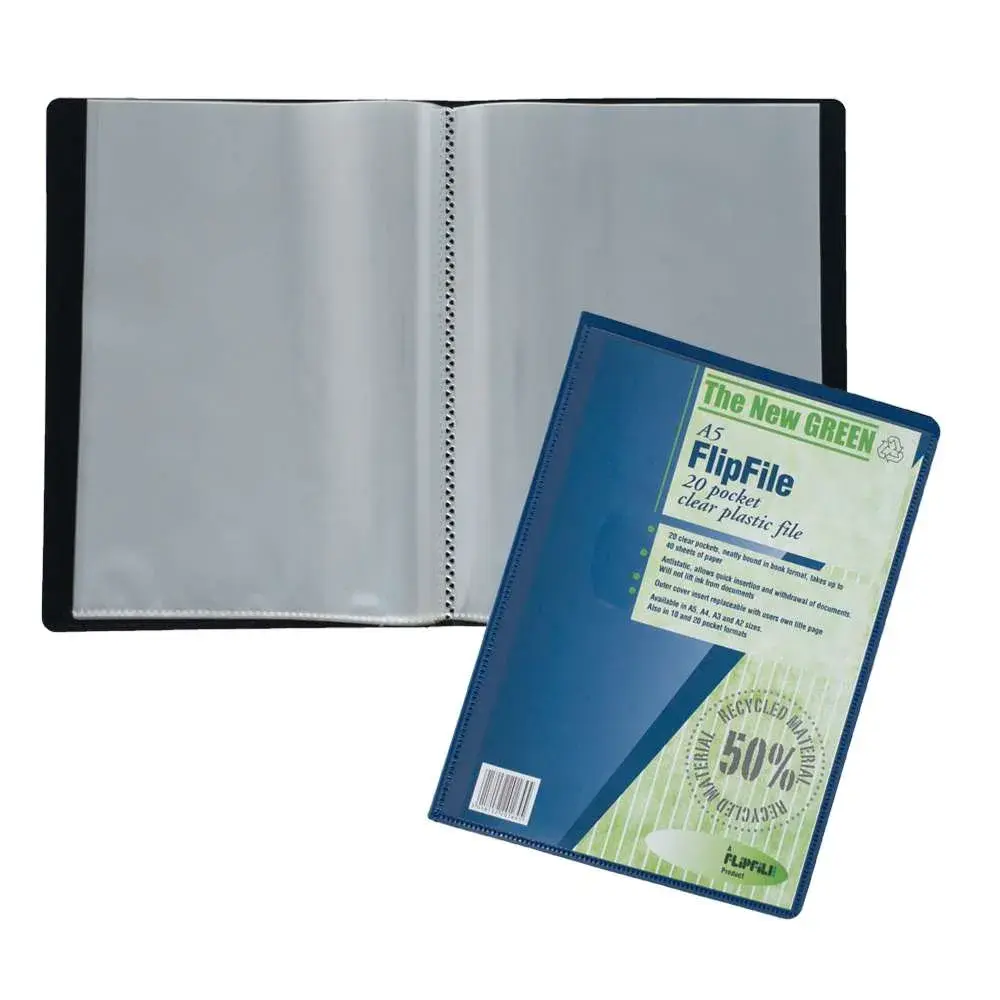 Recycled Flipfile Display Books Blue A5 20 Pockets