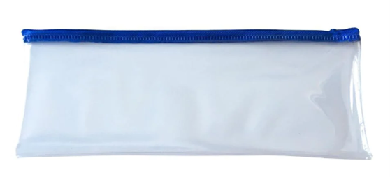 Janrax 13x5" Blue Zip Clear Exam Pencil Case 706706