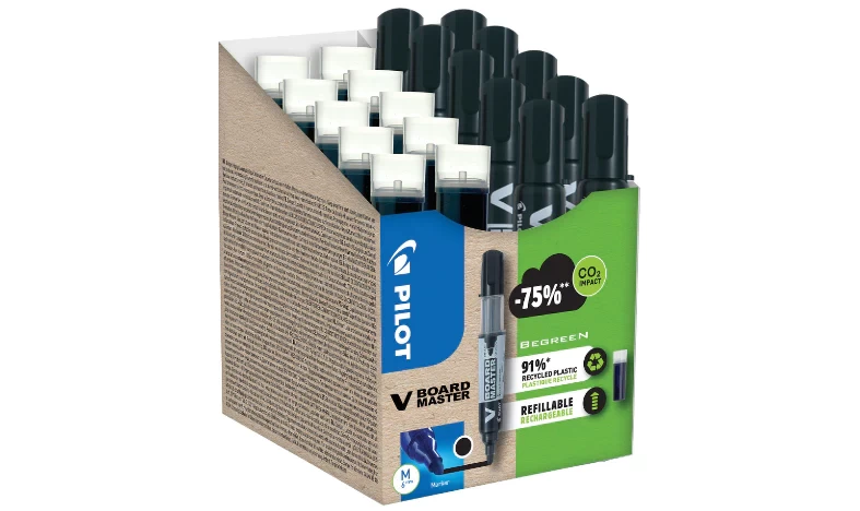 V-Board Master Bullet Tip Medium Black Green Pack - 10 markers + 10 refills