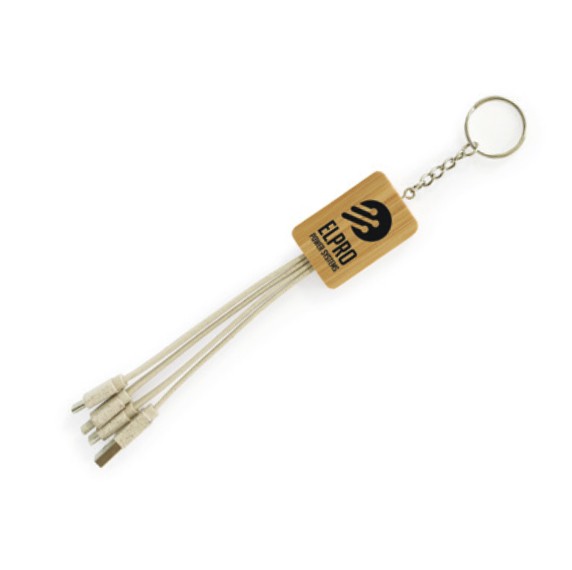 Personalised Rectangle Bamboo / Wheat  Phone Charger With 4 Different Plugs