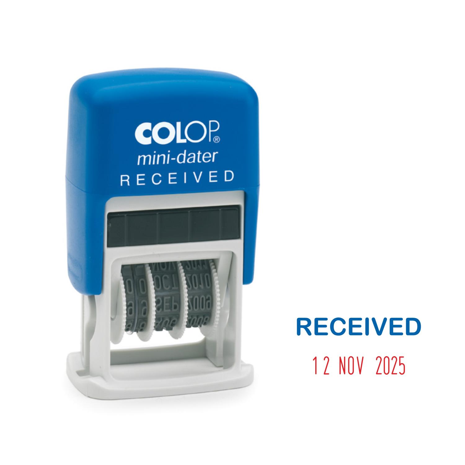 Colop Self Inking Mini Text And Date Stamp 2 Colour Received
