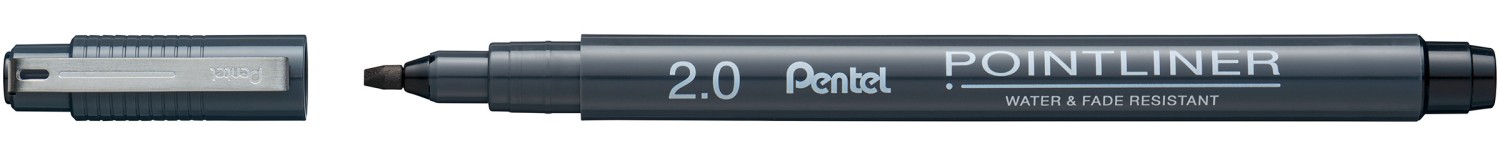 Pentel Pointliner Calligraphy Pens 2.0mm Tip Black