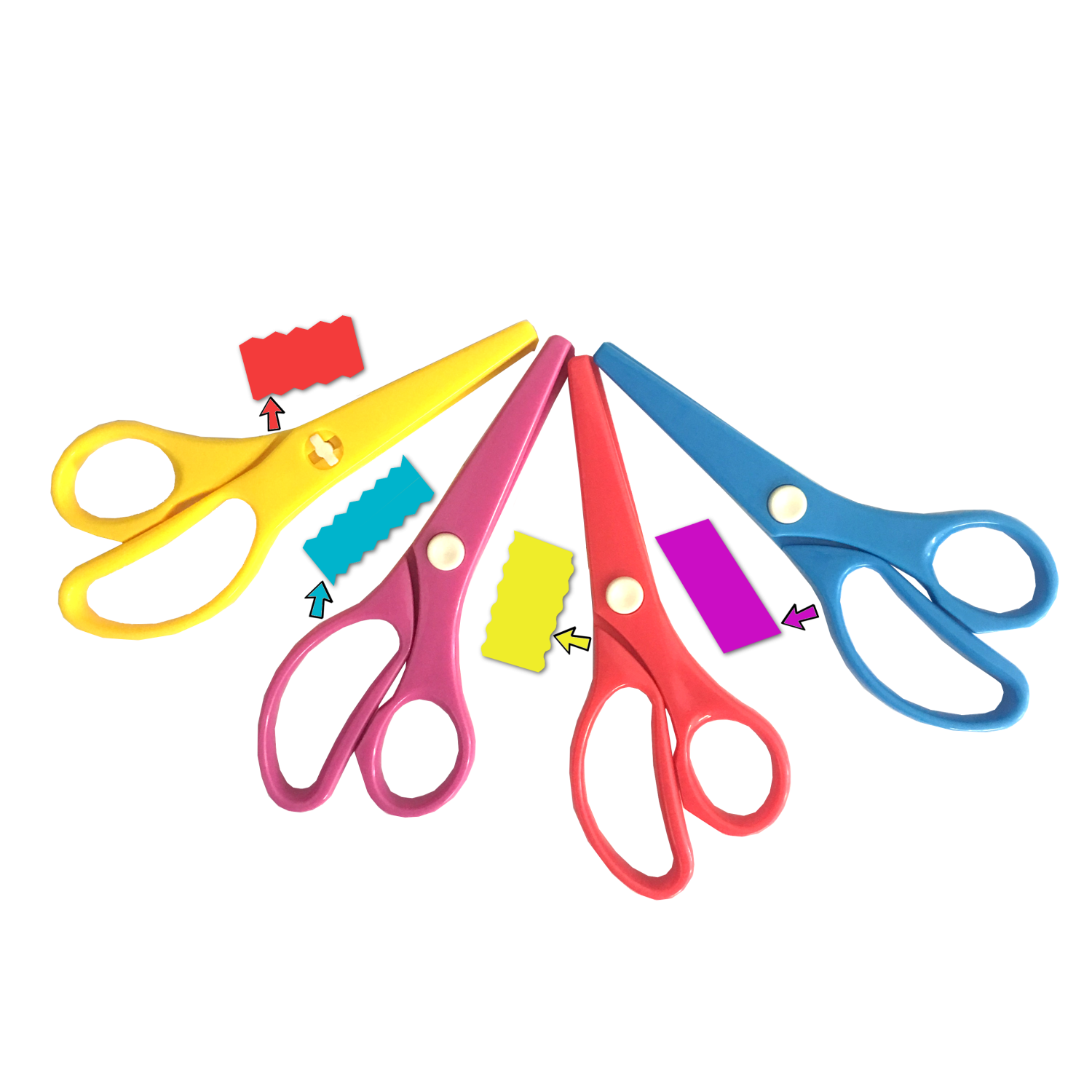 Plastic Childrens Scissors Crazy Cut Assorted Pack 4