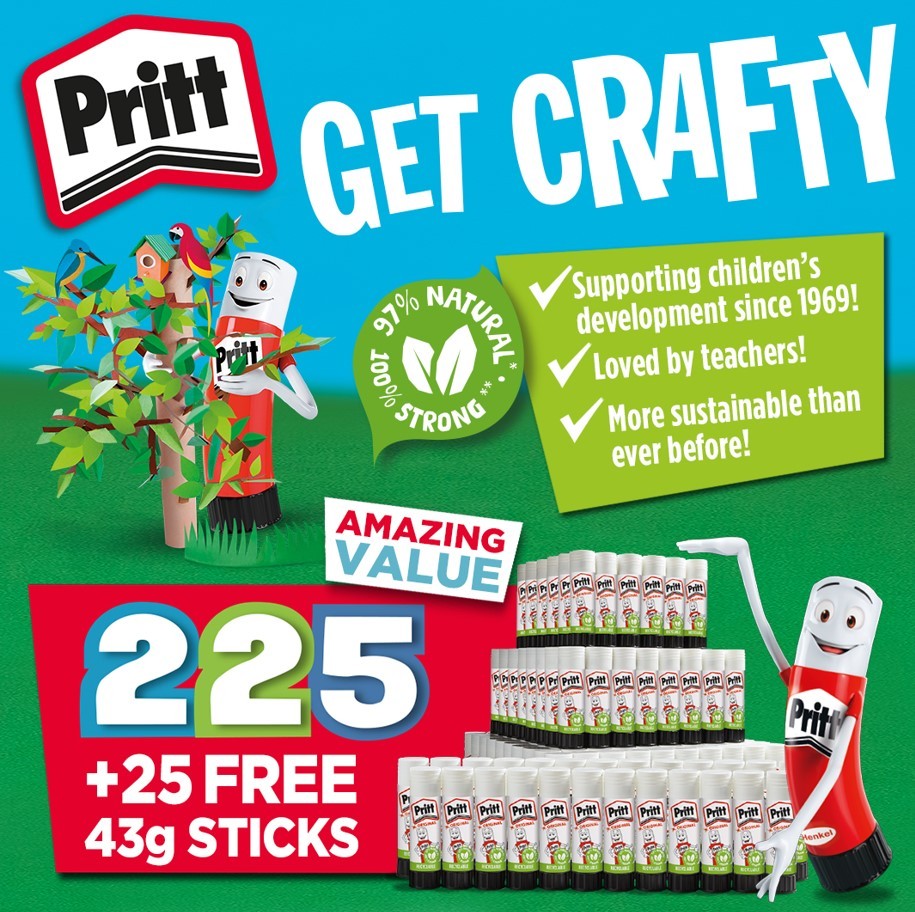 Original Pritt Glue Stick - 43g - Pack of 225 + 25 FREE!
