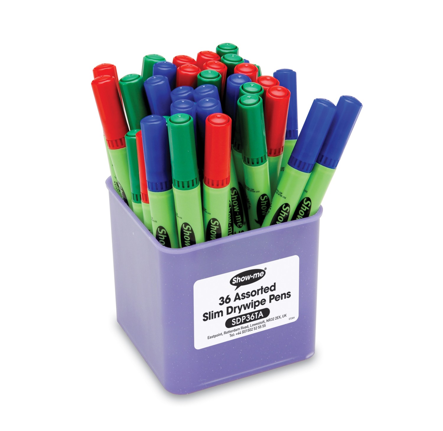 Show-me Classroom Tub 36 Medium Tipped Drywipe Pens Assorted Tub Of 36