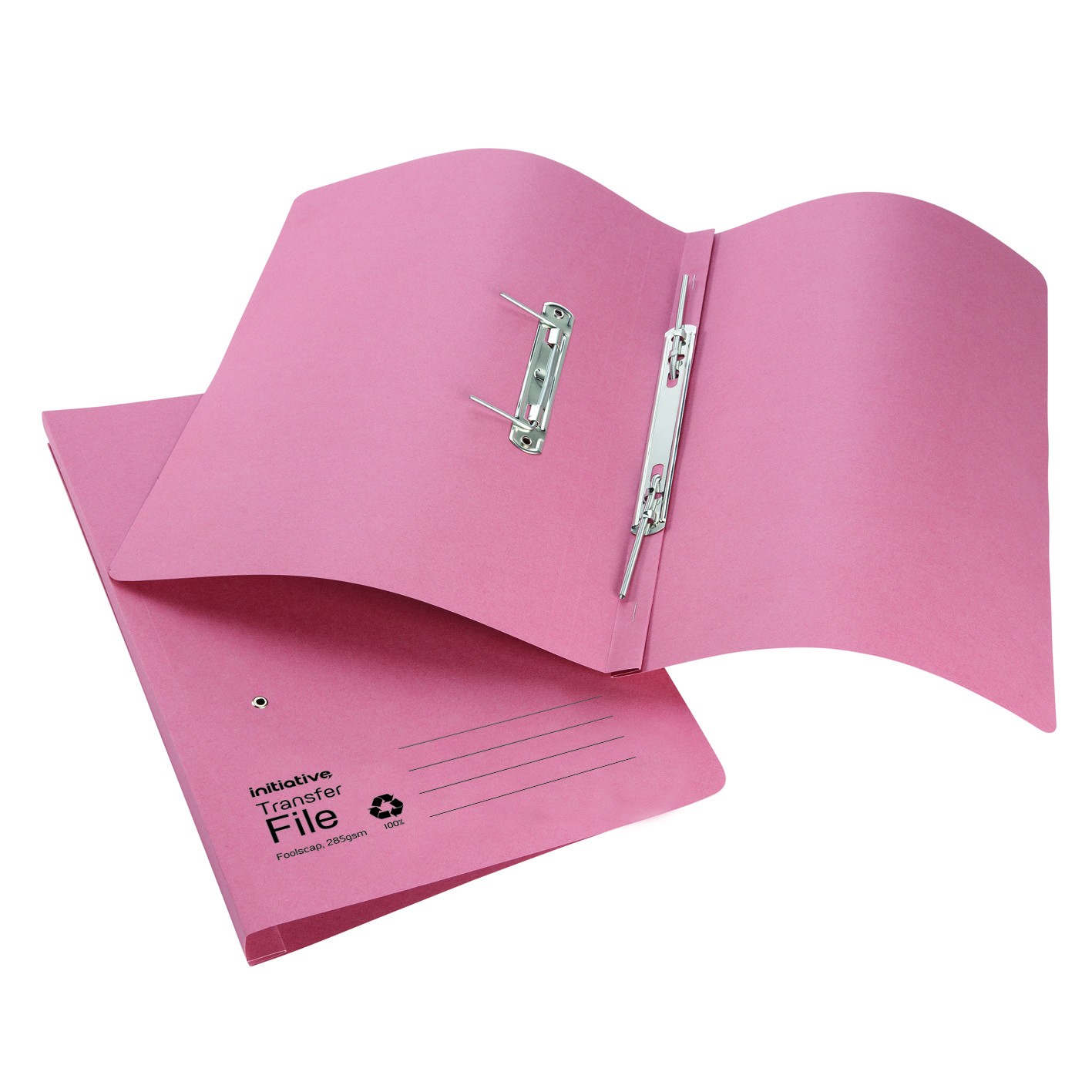 Initiative Transfer Spring File Foolscap 285gsm Pink