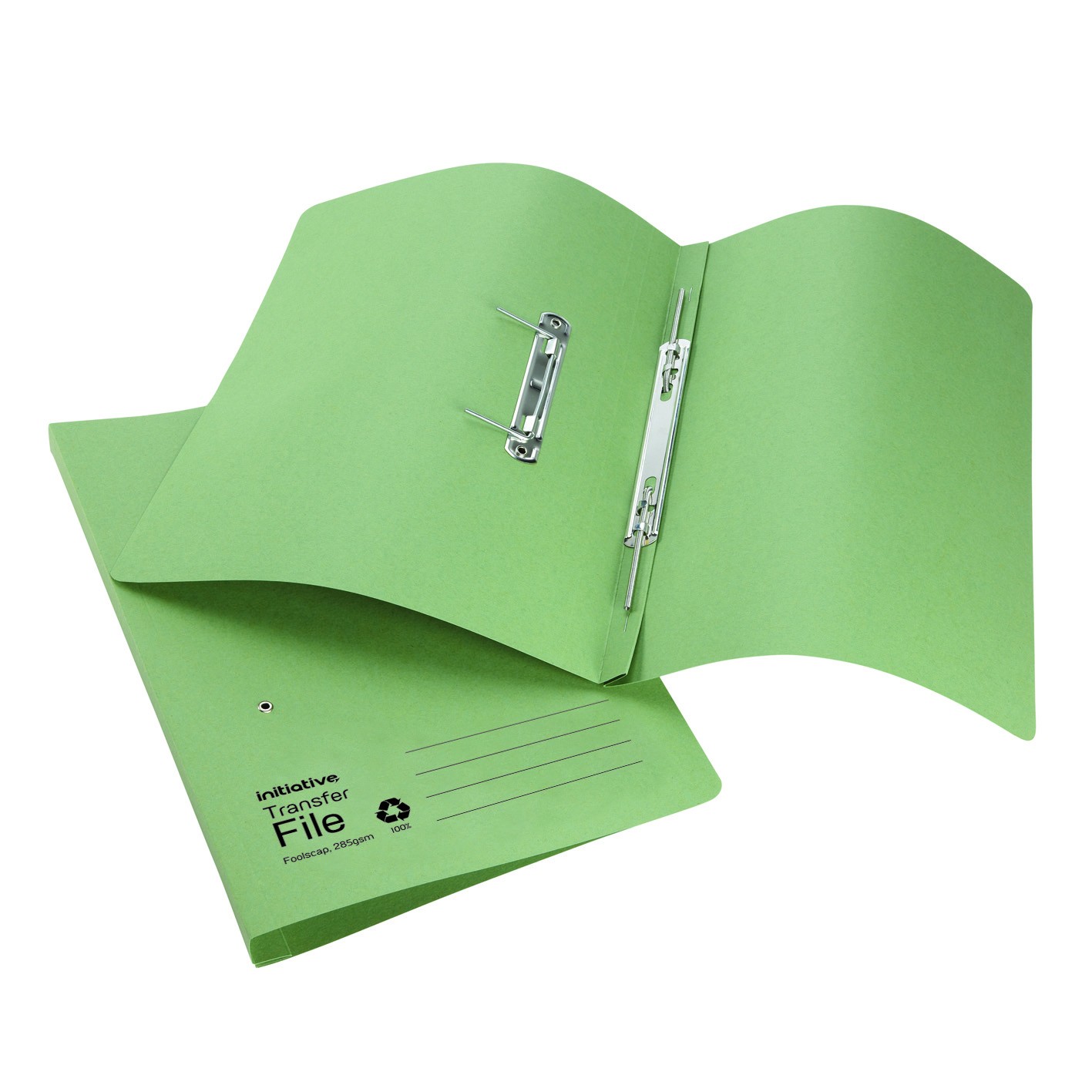 Initiative Transfer Spring File Foolscap 285gsm Green