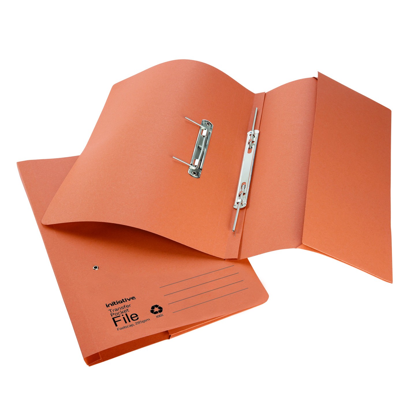 Initiative Transfer Spring File With Pocket Foolscap 285gsm Orange