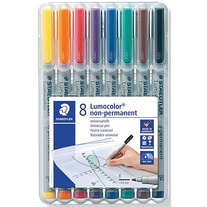 Staedtler Assorted 8s Lumocolour OHP Fine Non Permanent Pens