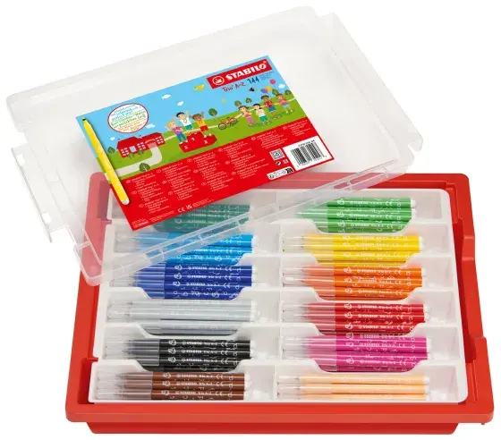 Stabilo Trio A-Z Felt Tip Colour Pens Classpack Gratnell Tray Assorted