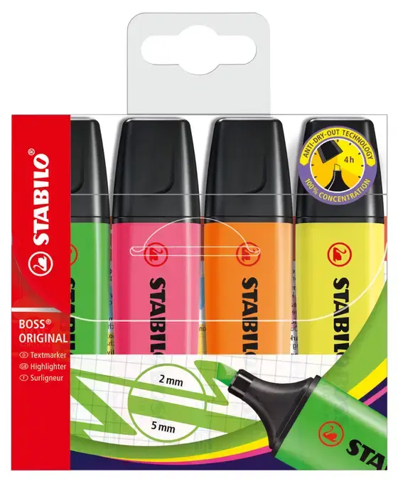 Stabilo Boss Highlighters Assorted Wallet 4s 704