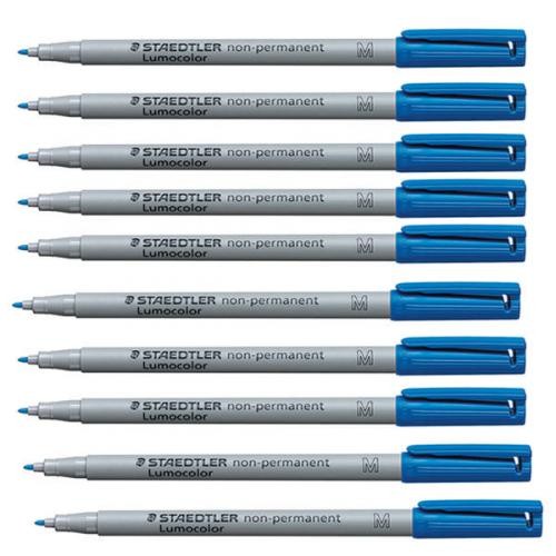 Staedtler Blue Lumocolour OHP Medium Permanent Pens PK10