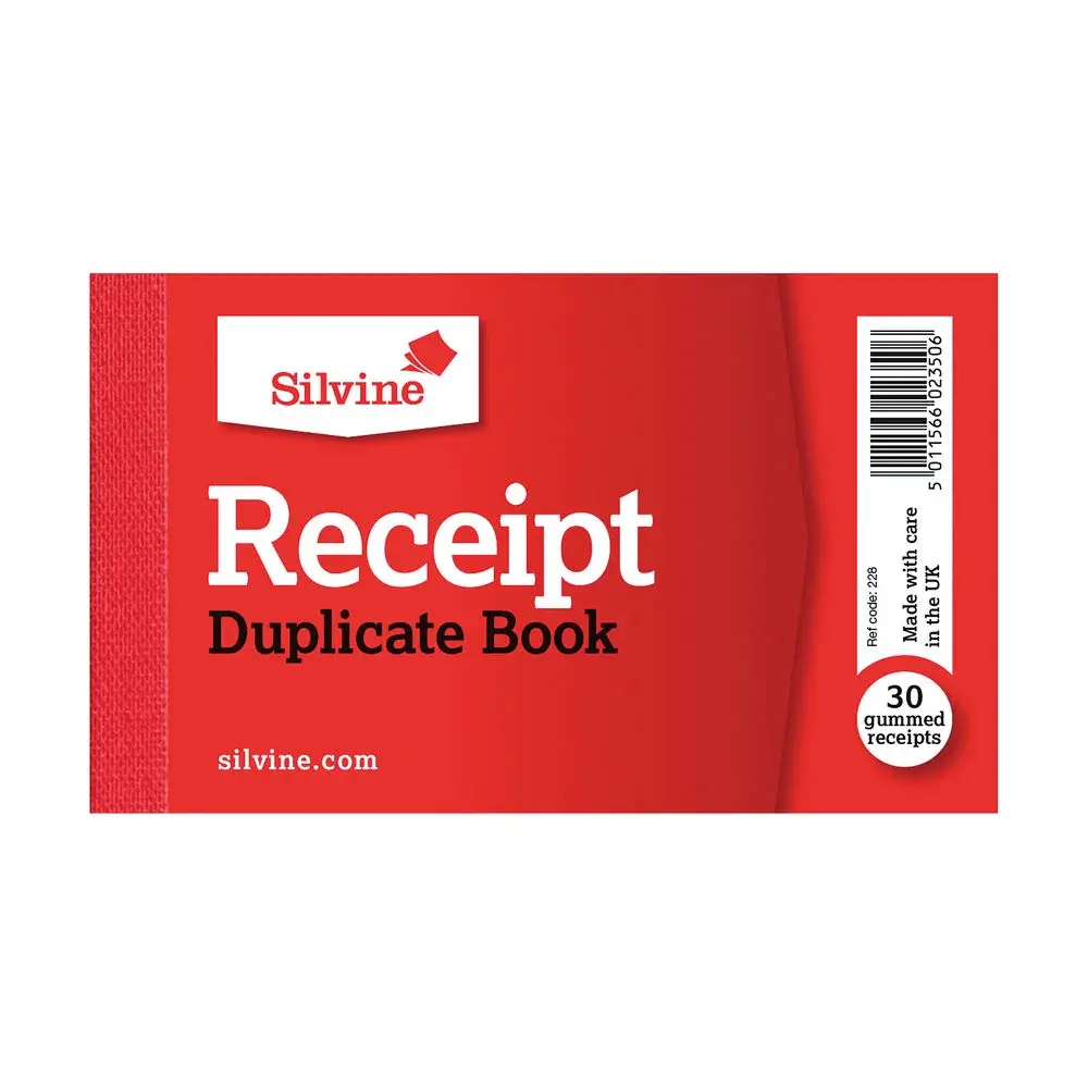 Silvine Gummed Duplicate Receipt Book 63mm x106mm 228