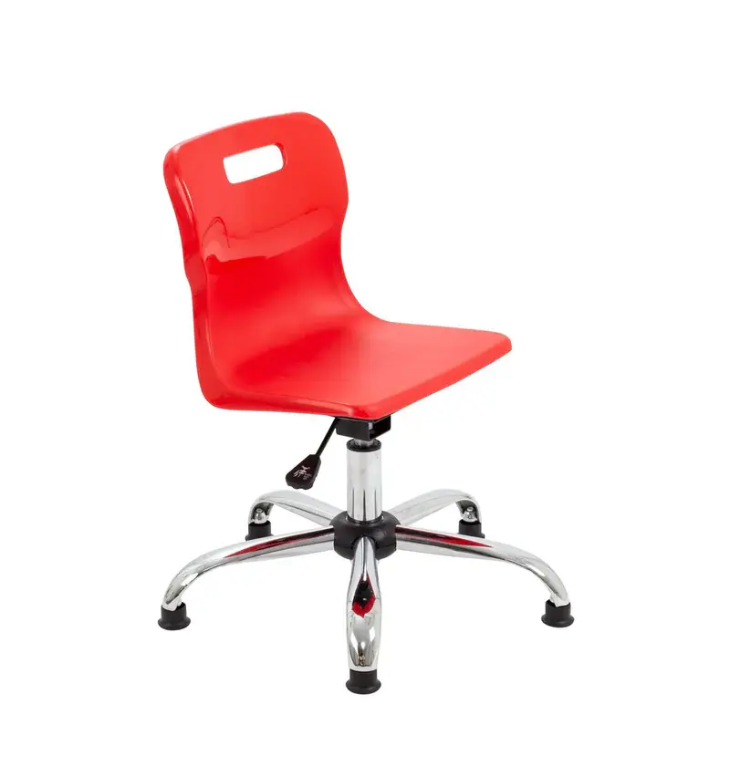 Titan Swivel Chair 650mm x 650mm x 700 - 765mm With Glides Junior Years Red