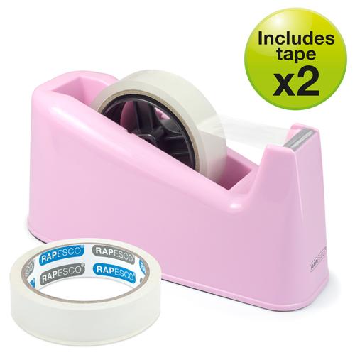 Rapecso 500 Heavy Duty Tape Dispenser With 2 Rolls Of Tape Candy Pink