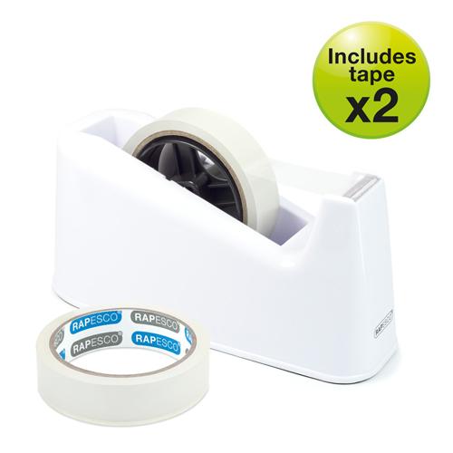 Rapecso 500 Heavy Duty Tape Dispenser With 2 Rolls Of Tape White