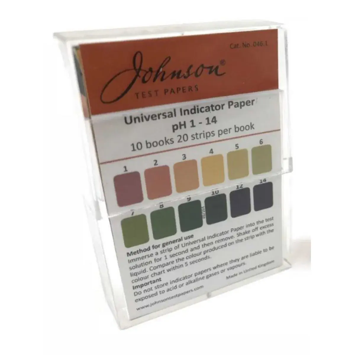 Johnson Universal Indicator Paper: Full Range (pH 1-14) - Pack of 10 Books