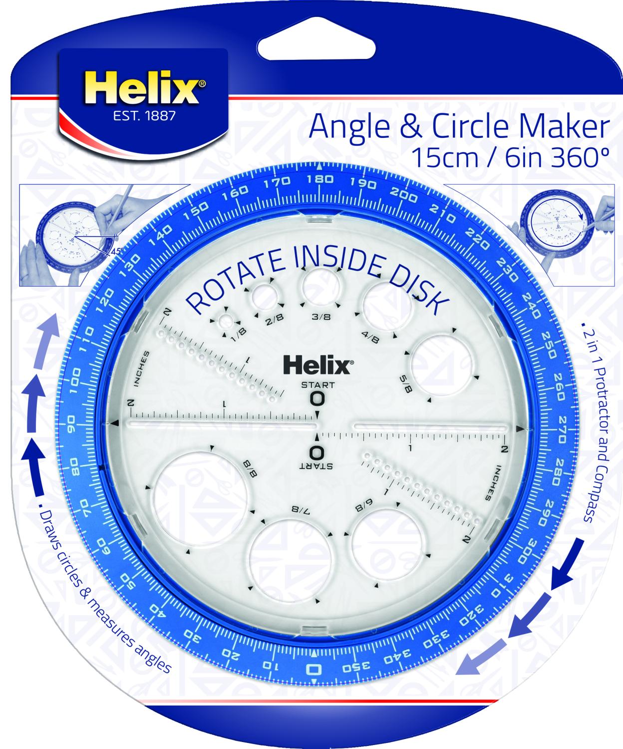 Helix Angle & Circle Maker 15cm / 6" 360 Degrees