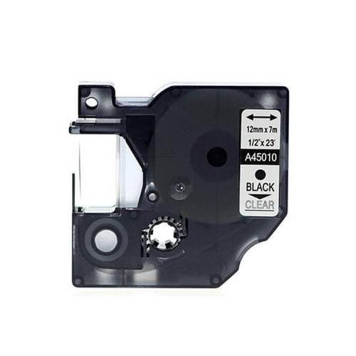 Compatible Dymo D1 S0720500 Black on Clear 12mm x 7m Label Tapes