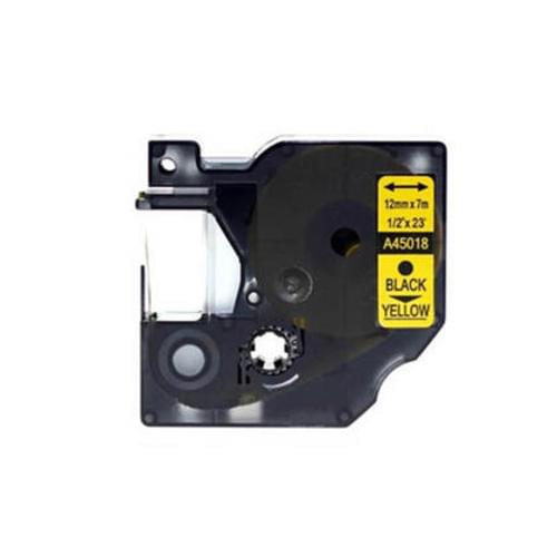 5 x Compatible Dymo 45018 D1 12mm x 7m Black on Yellow Label Tapes