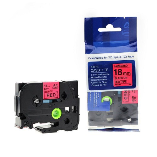 Compatible Brother TZE-441 18mm x 8m Black on Red P touch Tape