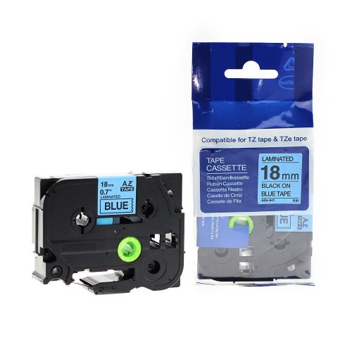 Compatible Brother TZE-541 18mm x 8m Black on Blue P touch Tape