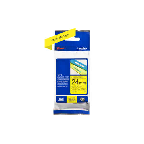 Brother P-touch TZE 651 Black on Yellow 24mm x 8m Tape Label TZE651