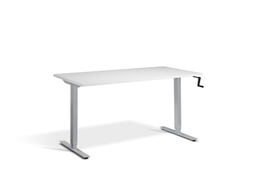 Solo Manual Hand Crank Desk 1400 x 800mm / Silver / Grey | SSOLO/1400800GRY |