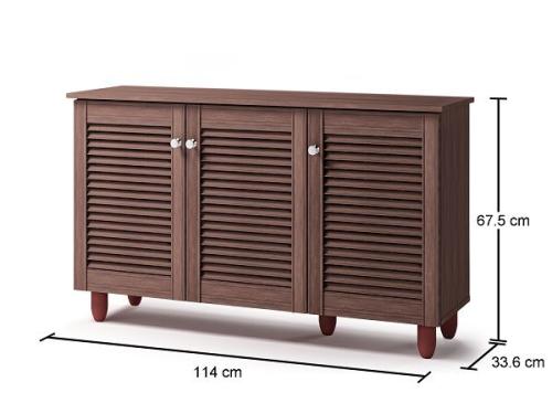 Essentials 3 Door Shoe Cabinet Wenge Dark Oak | TAD034 | 