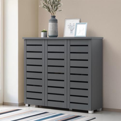 Essentials 3 Door Shoe Cabinet Dark Grey | TAD041 | 