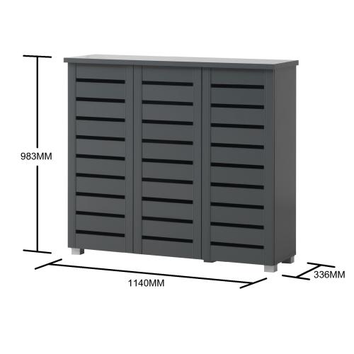 Essentials 3 Door Shoe Cabinet Dark Grey | TAD041 | 