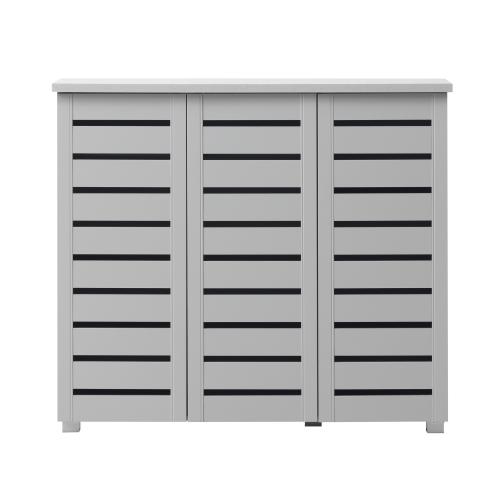 Essentials 3 Door Shoe Cabinet Grey