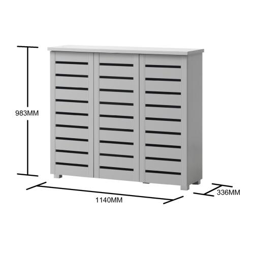 Essentials 3 Door Shoe Cabinet Grey | TAD042 | 