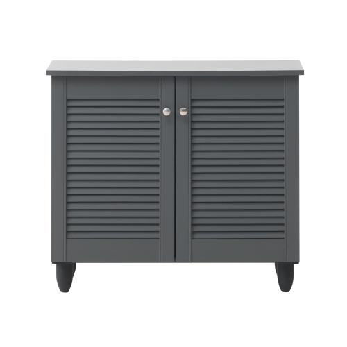 Essentials 2 Door Shoe Cabinet Dark Grey