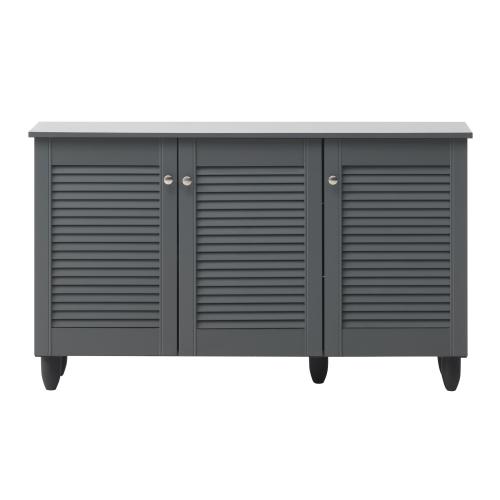 Essentials 3 Door Shoe Cabinet Dark Grey