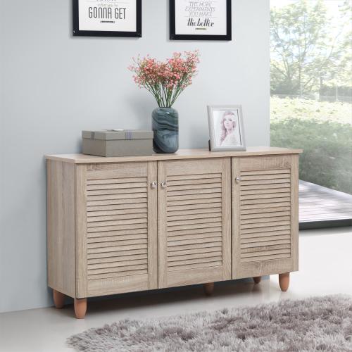 Essentials 3 Door Shoe Cabinet Oak