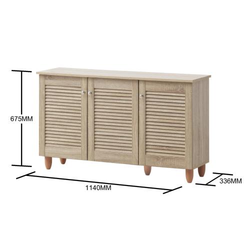 Essentials 3 Door Shoe Cabinet Oak | TAD048 | 