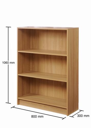 Essentials Low Wide Bookcase Oak | TAD104 | 