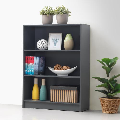 Essentials Low Wide Bookcase Dark Grey