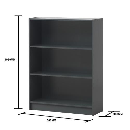 Essentials Low Wide Bookcase Dark Grey | TAD346 | 