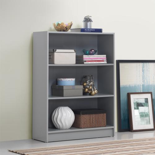 Essentials Low Wide Bookcase Grey