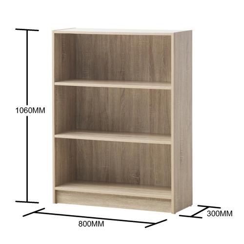 Essentials Low Wide Bookcase Oak | TAD348 | 