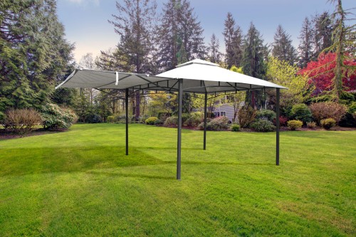 ALGARVE Awning Gazebo 3.3x3.3m + 2.1m Grey | ALGGAZ3.3X3.3-GREY | 