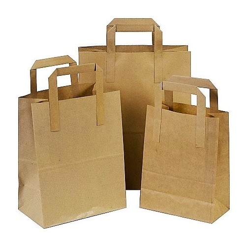 Brown Paper Tape Handle Carrier Bag (300x425x400mm) 125/box