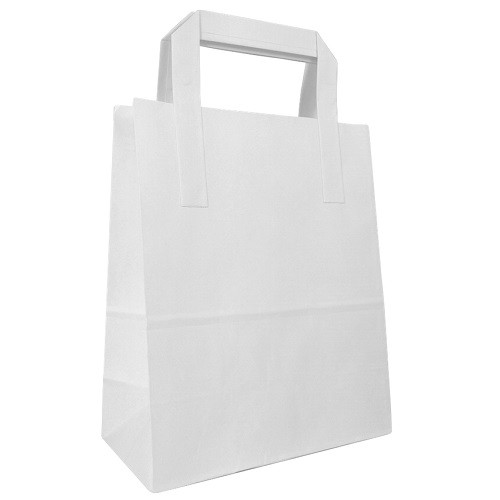 White Paper Tape Handle Carrier Bag (175x260x225mm) 250/box