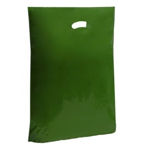 Harrods Green Polythene Punched Handle Carrier Bag (200x300mm) 500/box