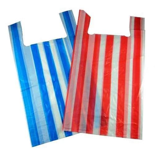 Stripey Polythene Vest Carrier Bag (250x375x450mm) 1000/box
