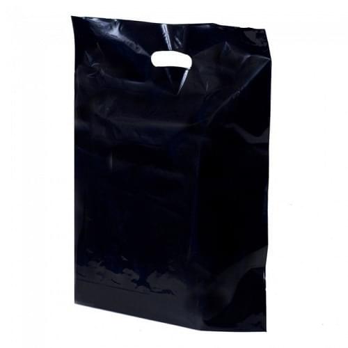 Black Polythene Punched Handle Carrier Bag (200x300mm) 500/box